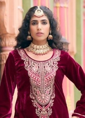 GLAMAZON VELVET - Catalog # 60490 (Set of 6 Semi-Stitched / Un-Stitched Suits) MADE IN INDIA BY AAA BY KALARANG
