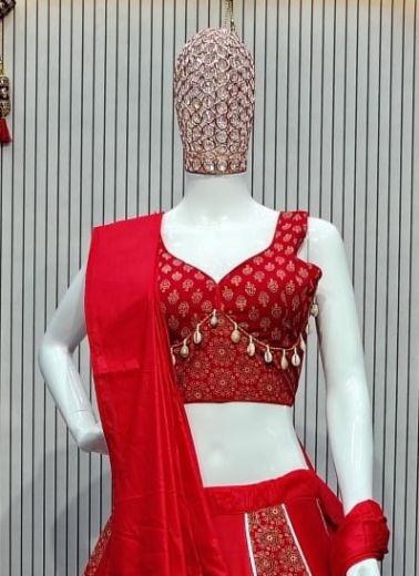 AJRAKH PRINTED 1804 - Catalog # 60638 (Set of 3 Readymade Lehengas) MADE IN INDIA BY SERENGETI