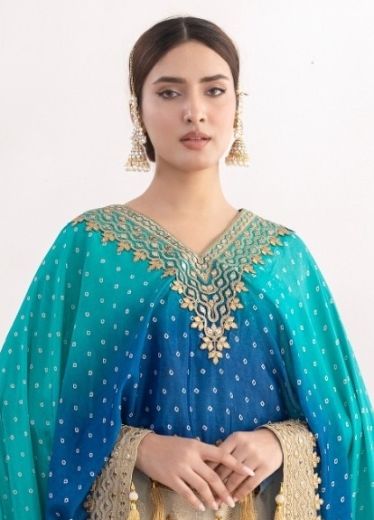SUNEHRI - Catalog # 61006 (Set of 3 Indo-Western Outfits) MADE IN INDIA BY GULZAR COUTURE