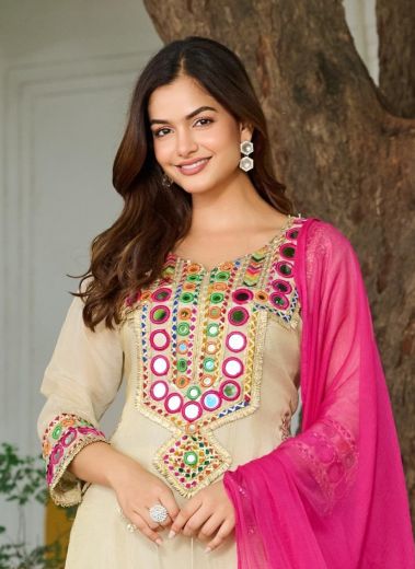 MIRROR - Catalog # 61017 (Set of 4 SIZE-SETS [Readymade Salwar Suits]) MADE IN INDIA BY AFSANA