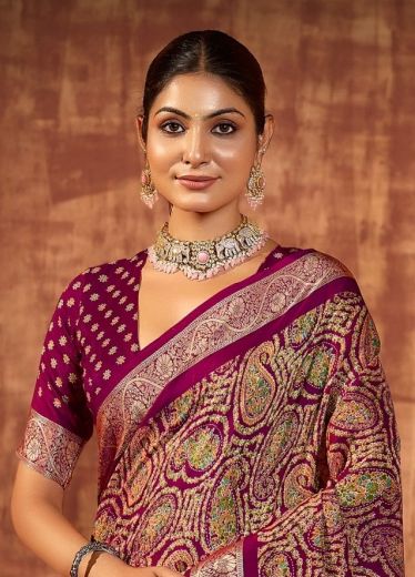 NAZAKAT CREPE SILK 1 - Catalog # 61088 (Set of 6 Sarees) MADE IN INDIA BY SHUBH SHREE CREATIONS