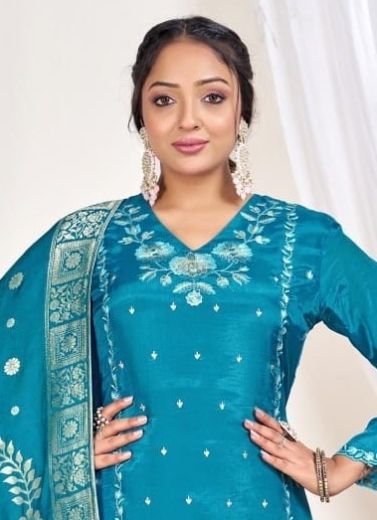 DOLA SILK JACQUARD P9 - Catalog # 61093 (Set of 7 SIZE-SETS [Readymade Salwar Suits]) MADE IN INDIA BY SERENGETI