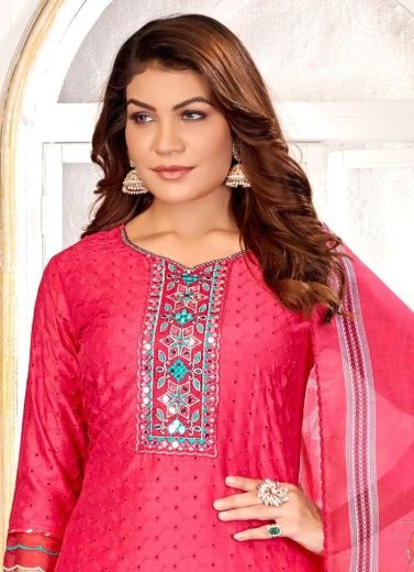 MIRROR WORK P50 - Catalog # 61096 (Set of 7 SIZE-SETS [Readymade Salwar Suits]) MADE IN INDIA BY JAGRAASA