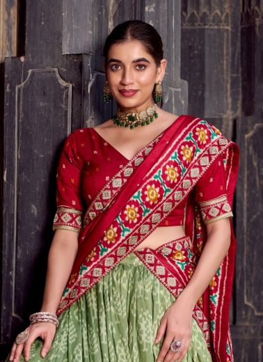 TUSSER SILK 1246 - Catalog # 61146 (Set of 4 Semi-Stitched Lehengas) MADE IN INDIA BY JAGRAASA