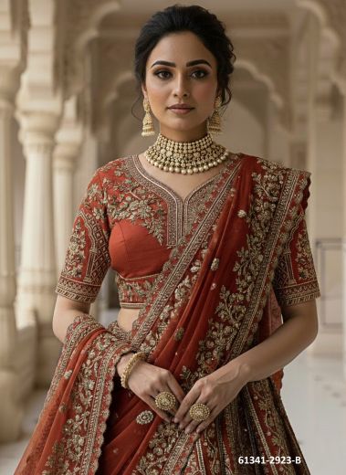 SERIES 2923 - Catalog # 61341 (Set of 3 Semi-Stitched Lehengas) by Meheriya