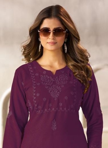 NAZRANA 18 - Catalog # 61368 (Set of 4 Readymade Women's Kurtis / Tops) by Blue Hills