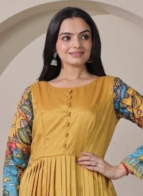 TUSSER SILK 2096-2097 - Catalog # 62090 (Set of 2 Readymade Gowns) by Aabharan