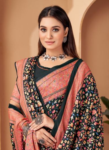 PASHMINA SAREES WITH SHAWL 3 - Catalog # 62121 (Set of 7 Sarees) by Meheriya