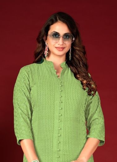LUCKNOWI - Catalog # 62229 (Set of 4 SIZE-SETS [Readymade Women's Kurtis / Tops]) by Desi Muse