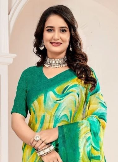 STAR CHIFFON 221 - Catalog # 62235 (Set of 12 Sarees) by Ruchi Sarees