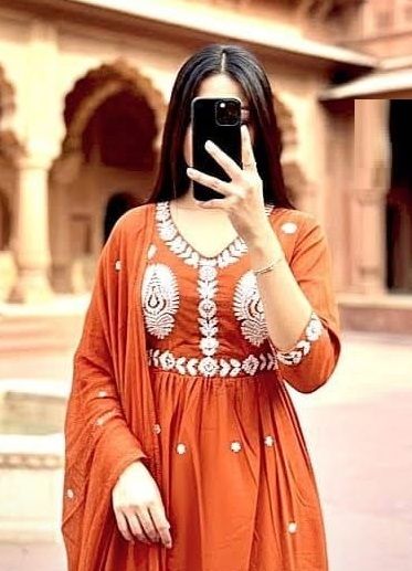 MUL-MUL COTTON ANARKALI 2 - Catalog # 62274 (Set of 3 Readymade Salwar Suits) by Desi Muse