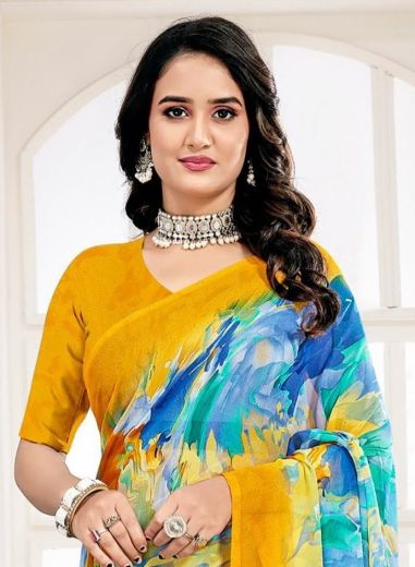 RAAGA GEORGETTE 28 - Catalog # 62305 (Set of 6 Sarees) by Ruchi Sarees
