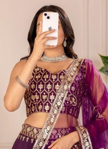 SERIES 1102 - Catalog # 62419 (Set of 4 Semi-Stitched Lehengas) by Serengeti
