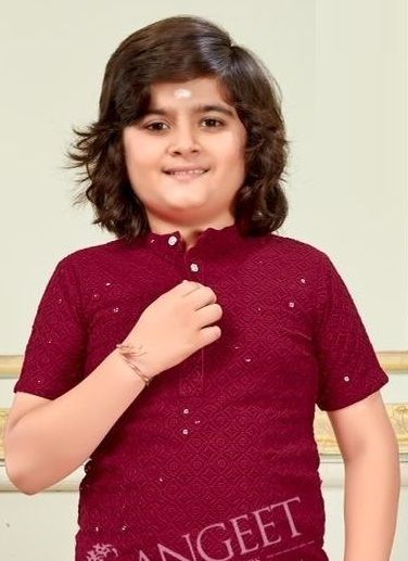 ROYAL SCHIFFLI [KIDS WEAR] - Catalog # 62469 (Set of 5 Men's Ethnic Wear) MADE IN INDIA BY Sangeet