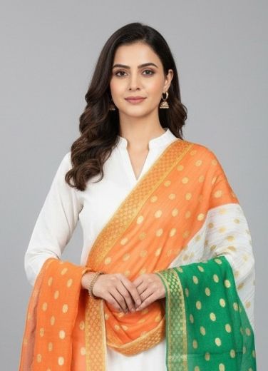 REPUBLIC DAY TIRANGA DUPATTA - Catalog # 62624 (Set of 10 Only Dupattas) by Brand Desi Muse