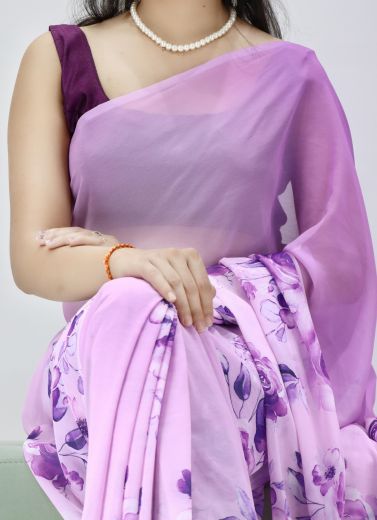 WEIGHTLESS FLORAL PRINTS - Catalog # 62663 (Set of 4 Sarees) by Desi Muse