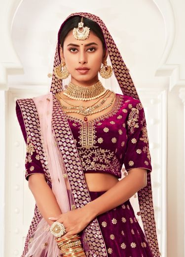 TRADITIONAL 2 - Catalog # 62691 (Set of 9 Semi-Stitched Lehengas) by Meheriya