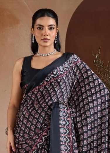 PURE AJRAKH PRINT 14 - Catalog # 62697 (Set of 6 Sarees) by Rajtex Fabrics