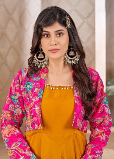 GOWNS WITH KOTI SERIES P62 - Catalog # 62699 (Set of 4 SIZE-SETS [Readymade Gowns]) by Meheriya