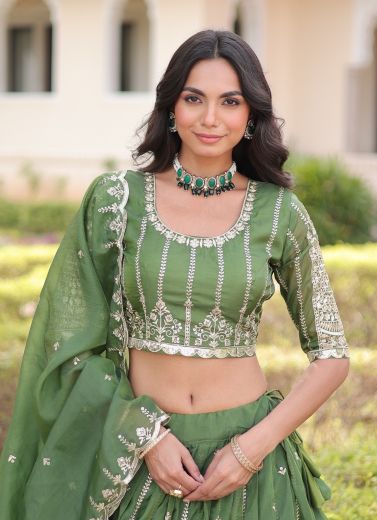SERIES 5056 - Catalog # 62729 (Set of 2 Semi-Stitched Lehengas) by Meheriya
