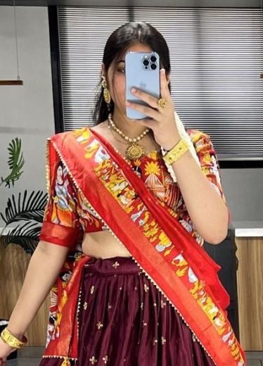 SERIES 7108 - Catalog # 62750 (Set of 2 Semi-Stitched Lehengas) by Aabharan