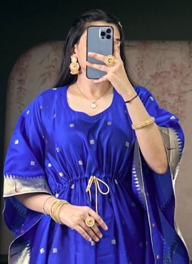 NITYA PAITHANI SILK - Catalog # 62764 (Set of 4 Kaftans / Ponchos) by Serengeti