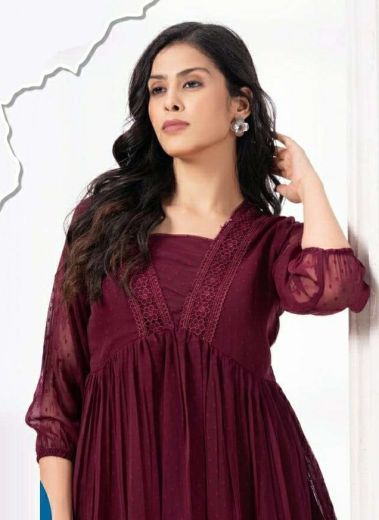 WHITE FIELD - Catalog # 62765 (Set of 8 Readymade Women's Kurtis / Tops) by Kaya Ahmedabad