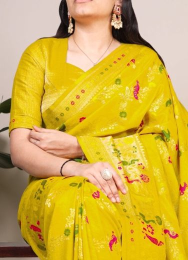 NYLON SILK SERIES 7907 - Catalog # 62814 (Set of 4 Sarees) by Meheriya