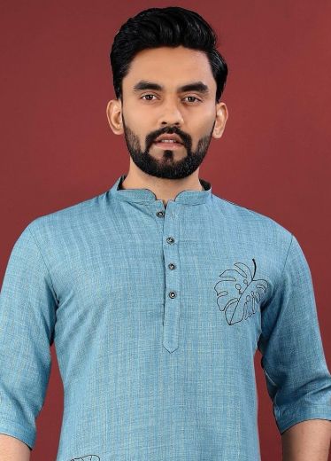 COTTON SHORT KURTA - Catalog # 62848 (Set of 4 Men's Ethnic Wear) by Meheriya