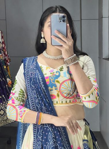 COTTON LEHENGA WITH PURE GAJJI DUPATTA - Catalog # 62891 (Set of 4 Readymade Lehengas) MADE IN INDIA BY Desi Muse