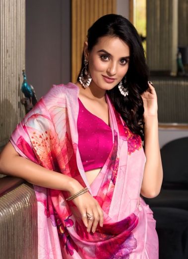 MIKELI FLORAL DIGITAL PRINTS - Catalog # 63014 (Set of 2 Sarees) by Semad Styles