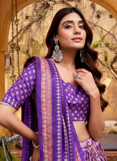 SOWMYA - Catalog # 63025 (Set of 4 Semi-Stitched Lehengas) by Raw Lemon