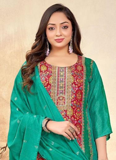 DOLA SILK JACQUARD P60 - Catalog # 63057 (Set of 4 SIZE-SETS [Readymade Salwar Suits]) by Amdavadi Fashion