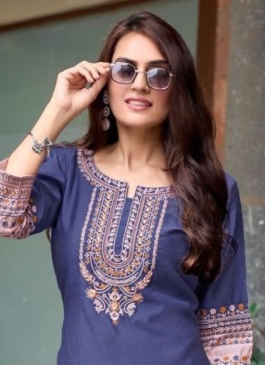 SALONEE 9 - Catalog # 63100 (Set of 6 Readymade Women's Kurtis / Tops) by Wooglee Fashions