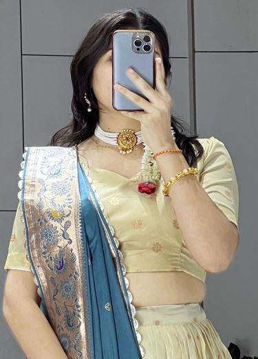 PAITHANI SILK - Catalog # 63124 (Set of 4 Semi-Stitched Lehengas) by Komal Pret