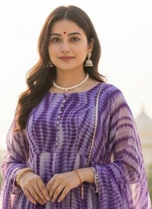 WEIGHTLESS SHIBORI PRINTS - Catalog # 63132 (Set of 2 Readymade Salwar Suits) by Amdavadi Fashion