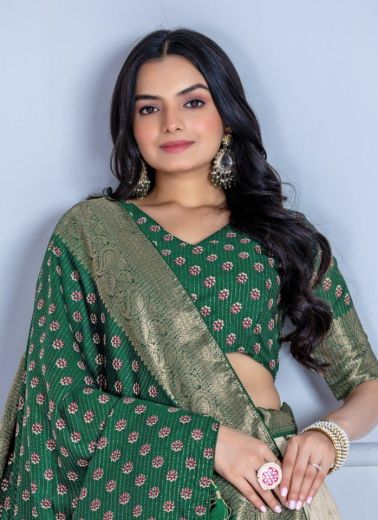 LICHI SILK 1111 - Catalog # 63168 (Set of 5 Semi-Stitched Lehengas) by Komal Pret