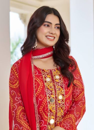 BANDHANI PRINT 148 - Catalog # 63173 (Set of 3 Readymade Salwar Suits) by Amdavadi Fashion