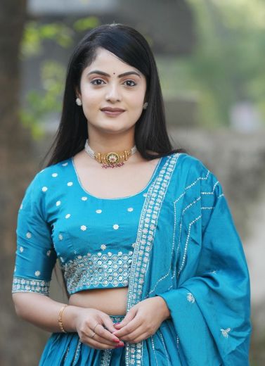 SERIES 9030 - Catalog # 63241 (Set of 2 Semi-Stitched Lehengas) by Raw Lemon