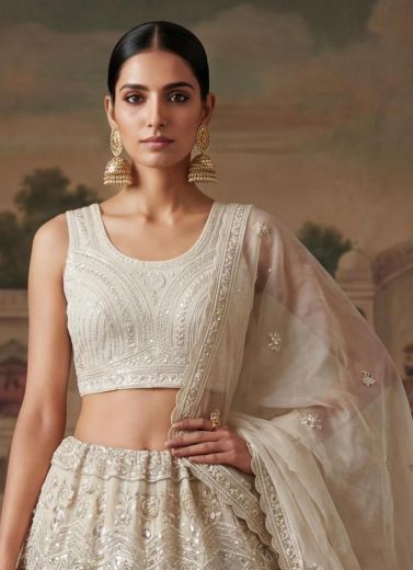 SERIES 2953 - Catalog # 63281 (Set of 4 Semi-Stitched Lehengas) by Raw Lemon