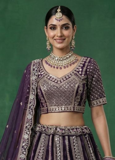 SERIES 2949 - Catalog # 63296 (Set of 4 Semi-Stitched Lehengas) by Raw Lemon