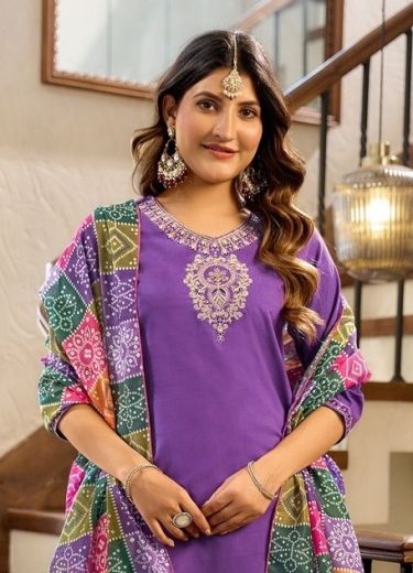COTTON DHABU 1 - Catalog # 63321 (Set of 8 Readymade Salwar Suits) by Passion Tree
