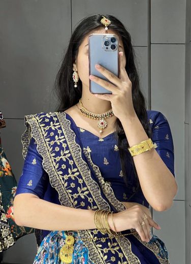 KALAMKARI SERIES 7080 - Catalog # 63333 (Set of 3 Semi-Stitched Lehengas) by Komal Pret