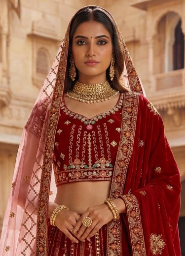 SERIES 2964 - Catalog # 63336 (Set of 3 Semi-Stitched Lehengas) by Komal Pret