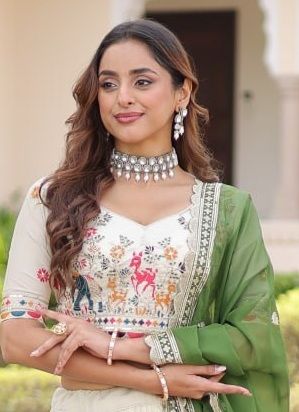 SERIES 5061 - Catalog # 63349 (Set of 2 Semi-Stitched Lehengas) by Raw Lemon