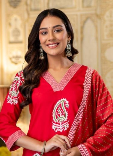SERIES 6032 - Catalog # 63366 (Set of 4 Readymade Salwar Suits) by Amdavadi Fashion