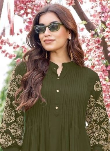 TRENDY TOUCH - Catalog # 63376 (Set of 6 Readymade Women's Kurtis / Tops) by Wooglee Fashions