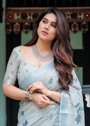LINEN COTTON PRINTS - Catalog # 63424 (Set of 74 Sarees) by Semad Styles