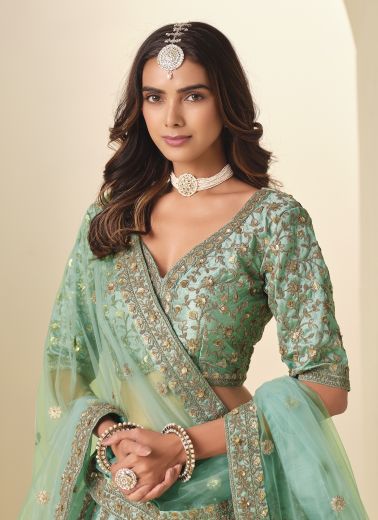 MEHVISH 32 - Catalog # 63434 (Set of 4 Semi-Stitched Lehengas) by Desi Muse