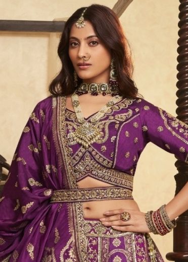 VRINDAVAN 67 - Catalog # 63582 (Set of 6 Semi-Stitched Lehengas) by Royal